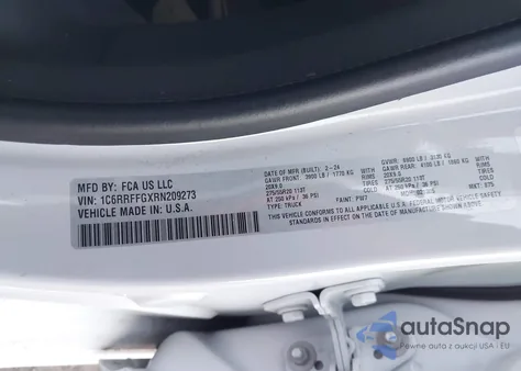 2024 Ram 1500 Big Horn 4X4 5'7 Box z USA, uszkodzony, nr VIN 1C6RRFFGXRN209273